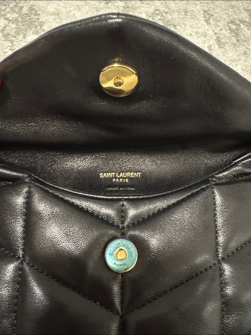 Yves Saint Laurent Black Quilted Leather Puffer Clutch with Gold YSL Logo - Picture 14 of 14